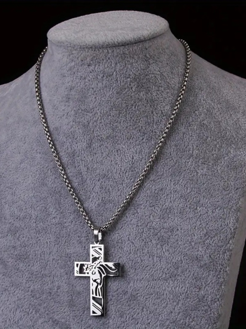 Men's Stainless Steel Cross Pendant Necklace